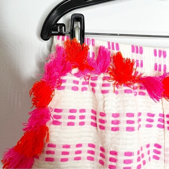 Tessora Whie Pink Fringe Boho Pull On Casual Shorts Size Large - Picture 5 of 6